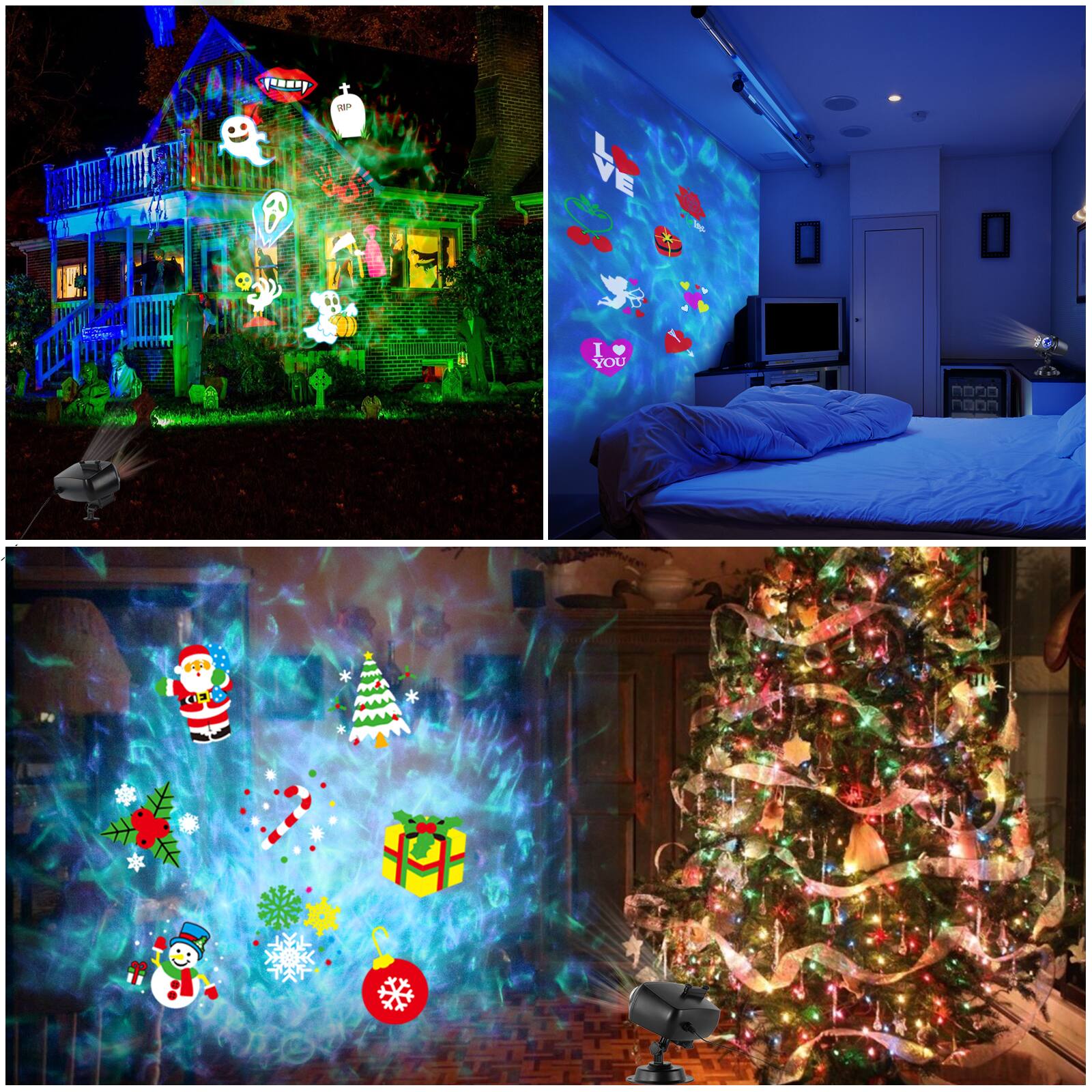Alt View 2. HAKUTA - Halloween Christmas Projector Lights with 10 HD Slides and Remote Control - Black.