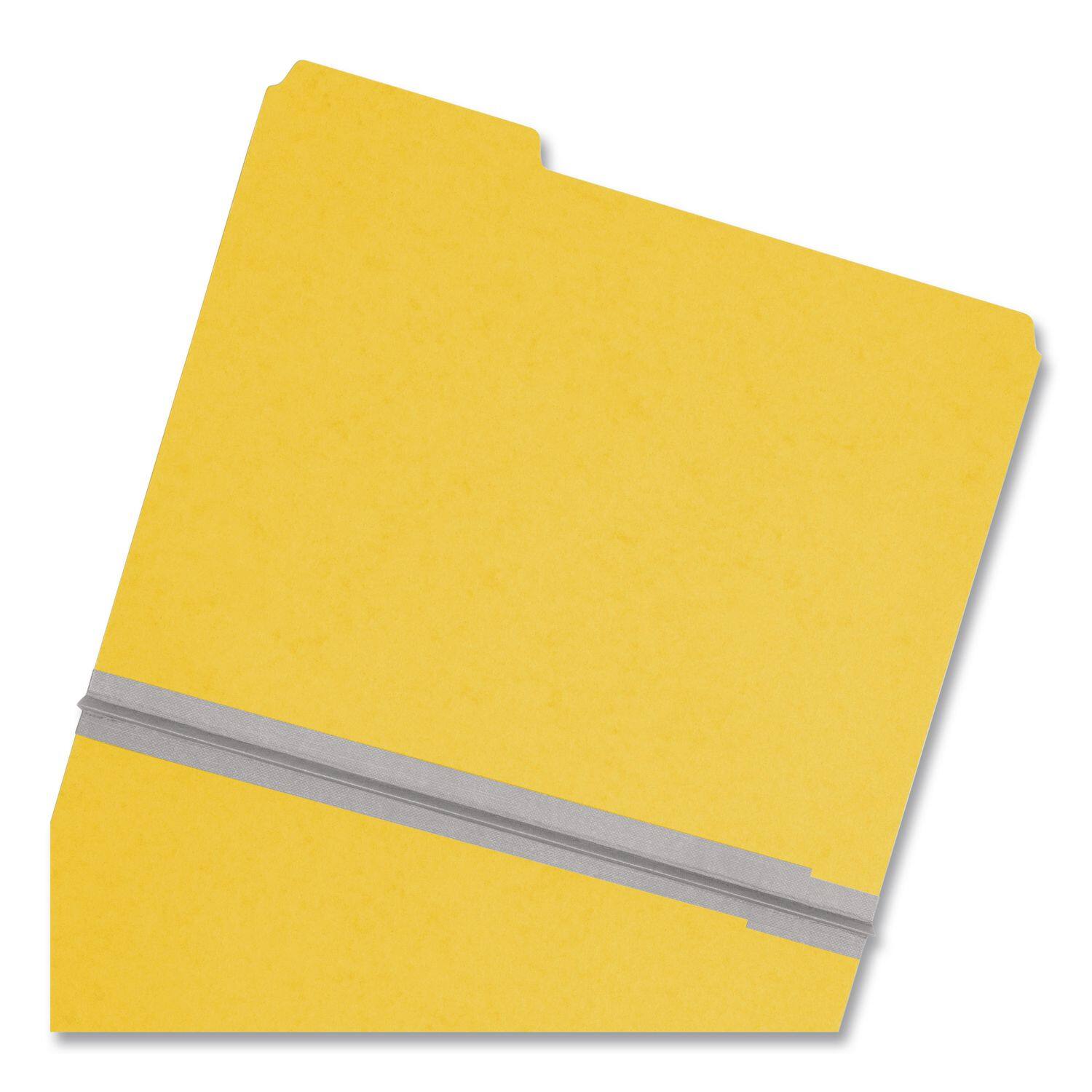Angle. Smead Manufacturing - Expanding Recycled Heavy Pressboard Folders, 1/3-Cut Tabs: Assorted, Letter Size, 1" Expansion, Yellow, 25/Box.