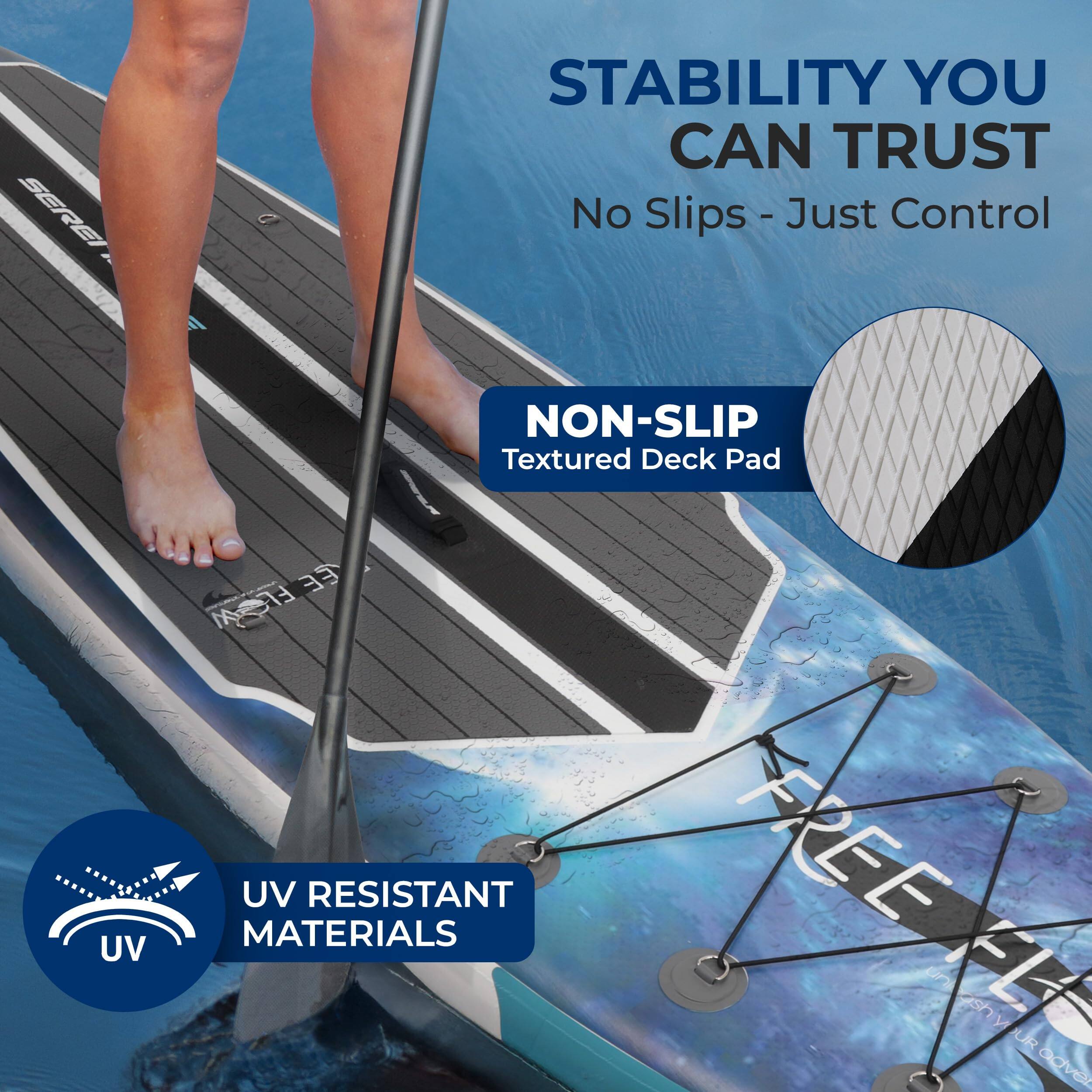 STABILITY YOU CAN TRUST  
No Slips - Just Control  

NON-SLIP  
Textured Deck Pad  

UV RESISTANT MATERIALS  

FREE