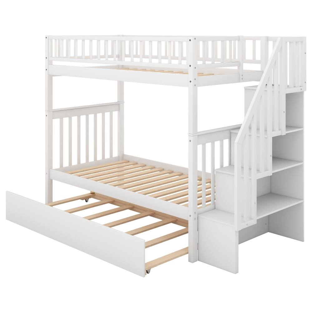 Alt View 4. Loheer - Loheer Twin Over Twin Bunk Bed with Trundle and Storage White - White.