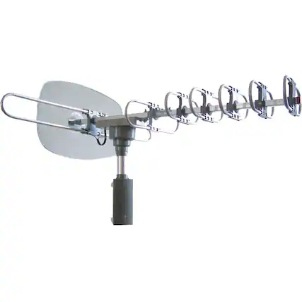 Front. Naxa - High-Powered Amplified Motorized Outdoor ATSC Digital TV Antenna with Remote - Silver.