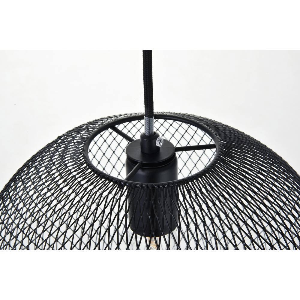 Left. Living District - Keller 1 Light Black Pendant - Black.