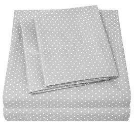 Sweet Home Collection - Dots 4 Piece Printed Sheet Set, Double Brushed Microfiber, Queen - Gray