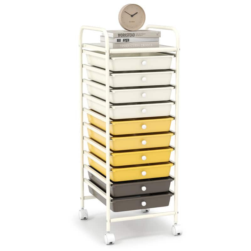 WELLFOR - 10 Drawer Rolling Storage Cart Organizer,Art & Craft Storage Cart Tools Scrapbook Paper Office School Organizer - Yellow price history on PriceWatchPro