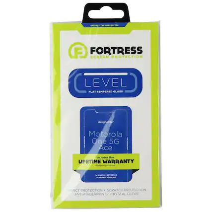 RESPECT THE UNEXPECTED
A FORTRESS SCREEN PROTECTION LEVEL
FLAT TEMPERED GLASS
RT eol
A designed for Motorola One 5G Ace
Includes Our LIFETIME WARRANTY
SCREEN PROTECTOR
INSTALLATION KIT
IMPACT PROTECTION
SCRATCH PROTECTION
ANTI-FINGERPRINT
CRYSTAL CLEAR