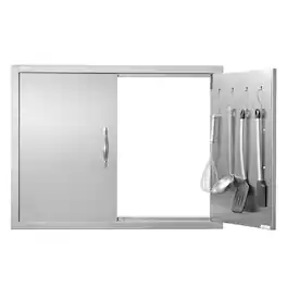 VEVOR - BBQ Access Door, 31W x 24H Inch Double Outdoor Kitchen Door, Stainless Steel Flush Mount Door, Double Wall Vertical Door - Silver