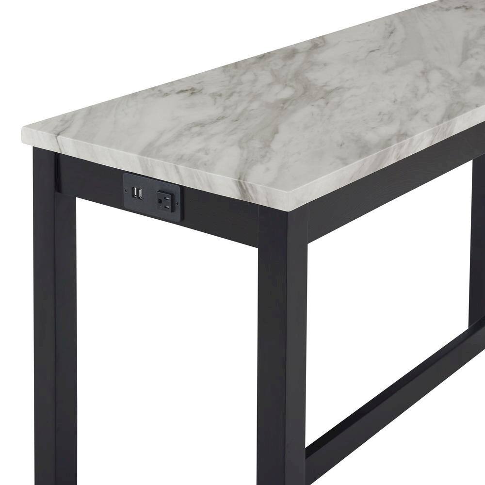 Back. FurniFact - Blue Bar Table Set – Console Table with Stools for Kitchen or Lounge - Blue.