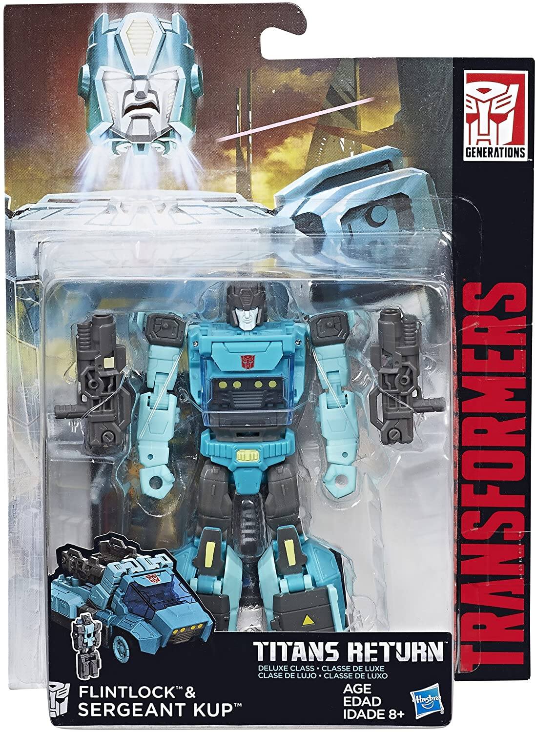 GENERATIONS  
TRANSFORMERS  
TITANS RETURN  
LUXE CLASS • CLASSE DE LUXE • CLASE DE LUJO • CLASSE DE LUXO  
FLINTLOCK™ & SERGEANT KUP™  
AGE EDAD IDADE 8+