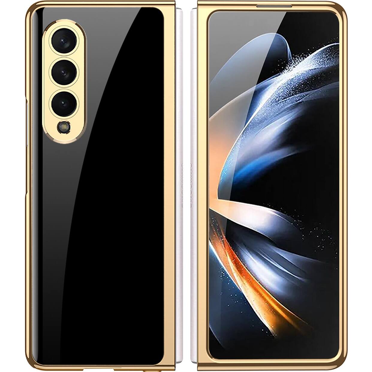 Front Zoom. SaharaCase - Marble Series Case for Samsung Galaxy Z Fold4 - Black/Gold.