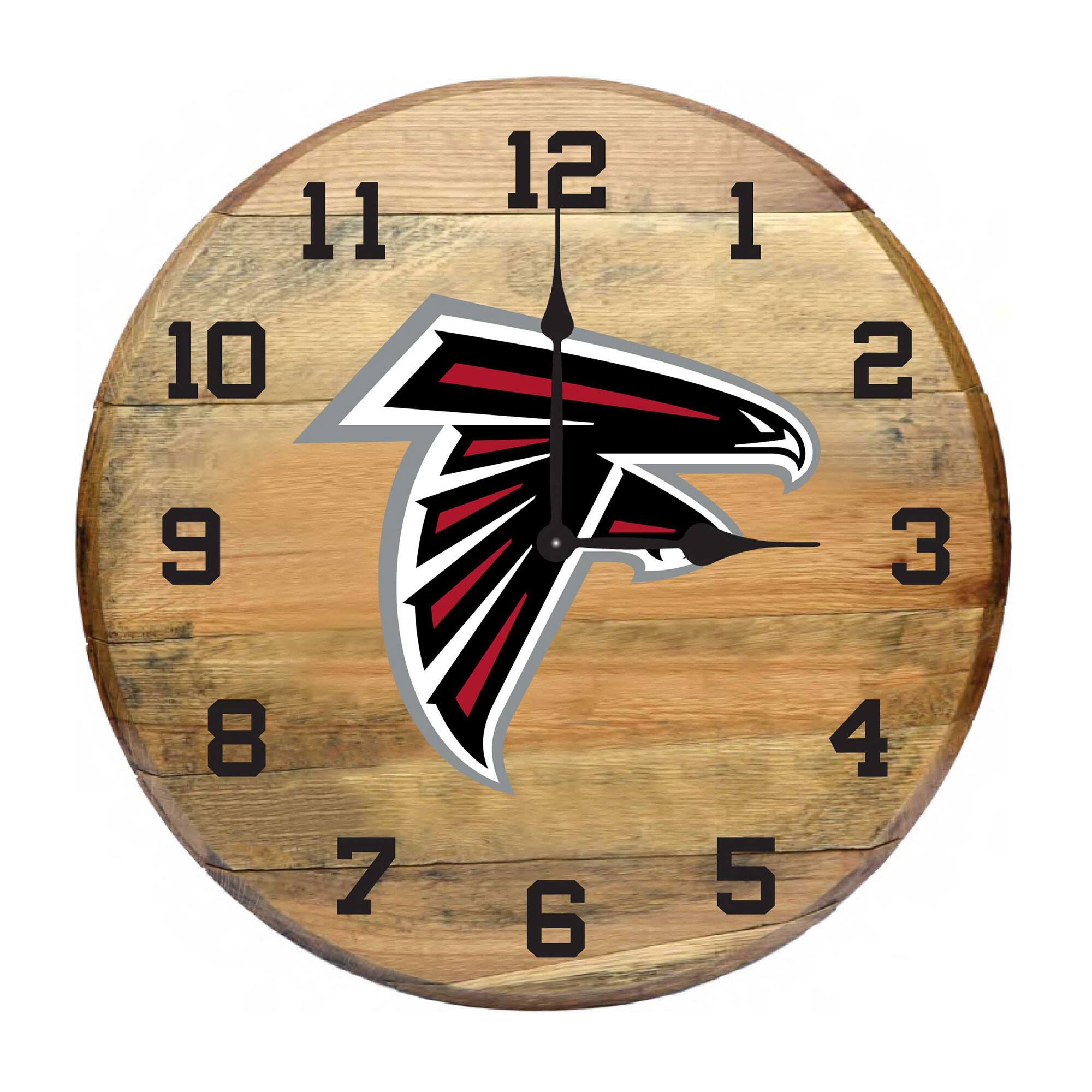 Front. Imperial - Atlanta Falcons Oak Barrel Clock - Multicolor.