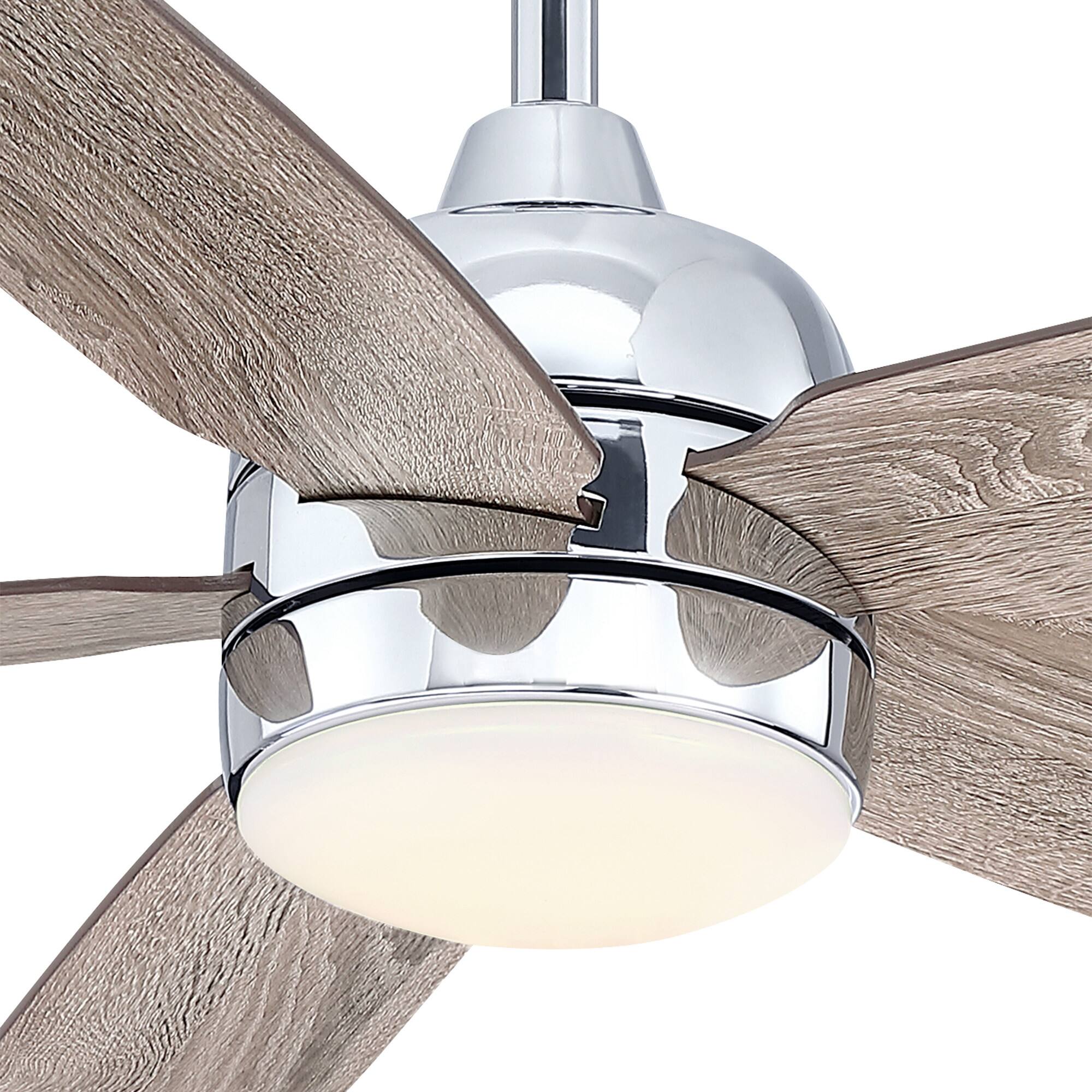 Alt View 9. Parrot Uncle - Modern 52" Chrome Reversible Blades Ceiling Fan with Light and Remote - Chrome.