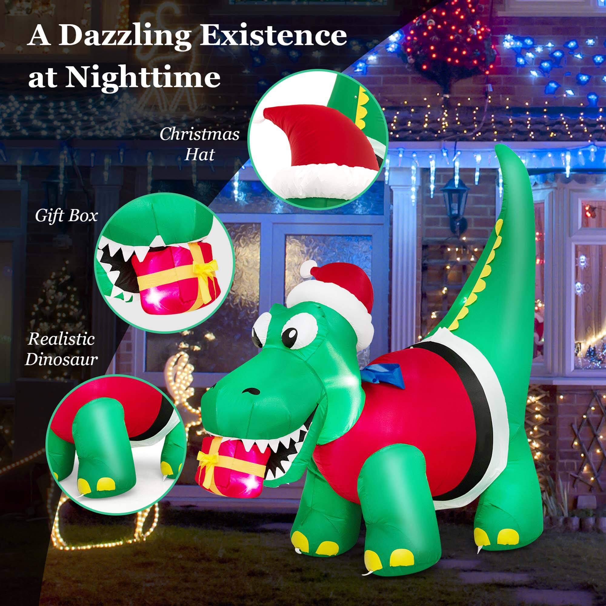 A Dazzling Existence at Nighttime Christmas Hat Gift Box Realistic Dinosaur