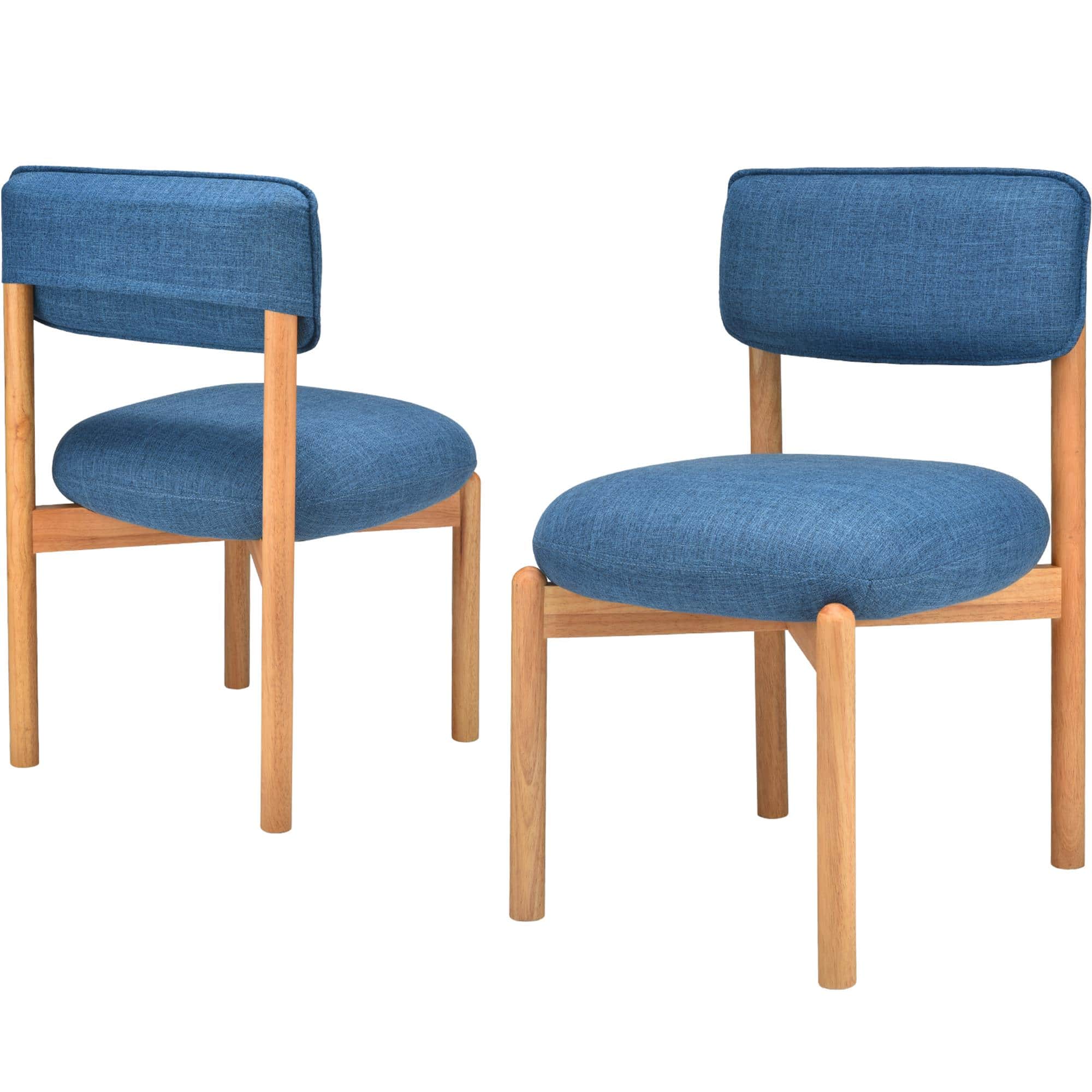 Boyel Living - Modern Wooden Blended Linen Dining Chair (Set of 2) - Blue price history on PriceWatchPro