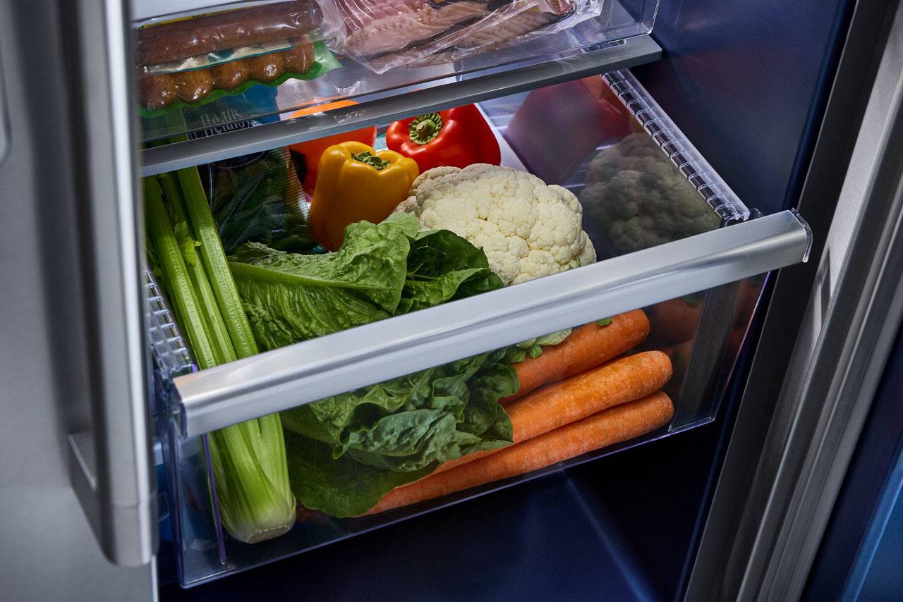 Alt View 10. Maytag - 28.7 Cu. Ft. Side-by-Side Built-in Refrigerator with Arctic Blue Interior - Fingerprint Resistant Stainless Finish.