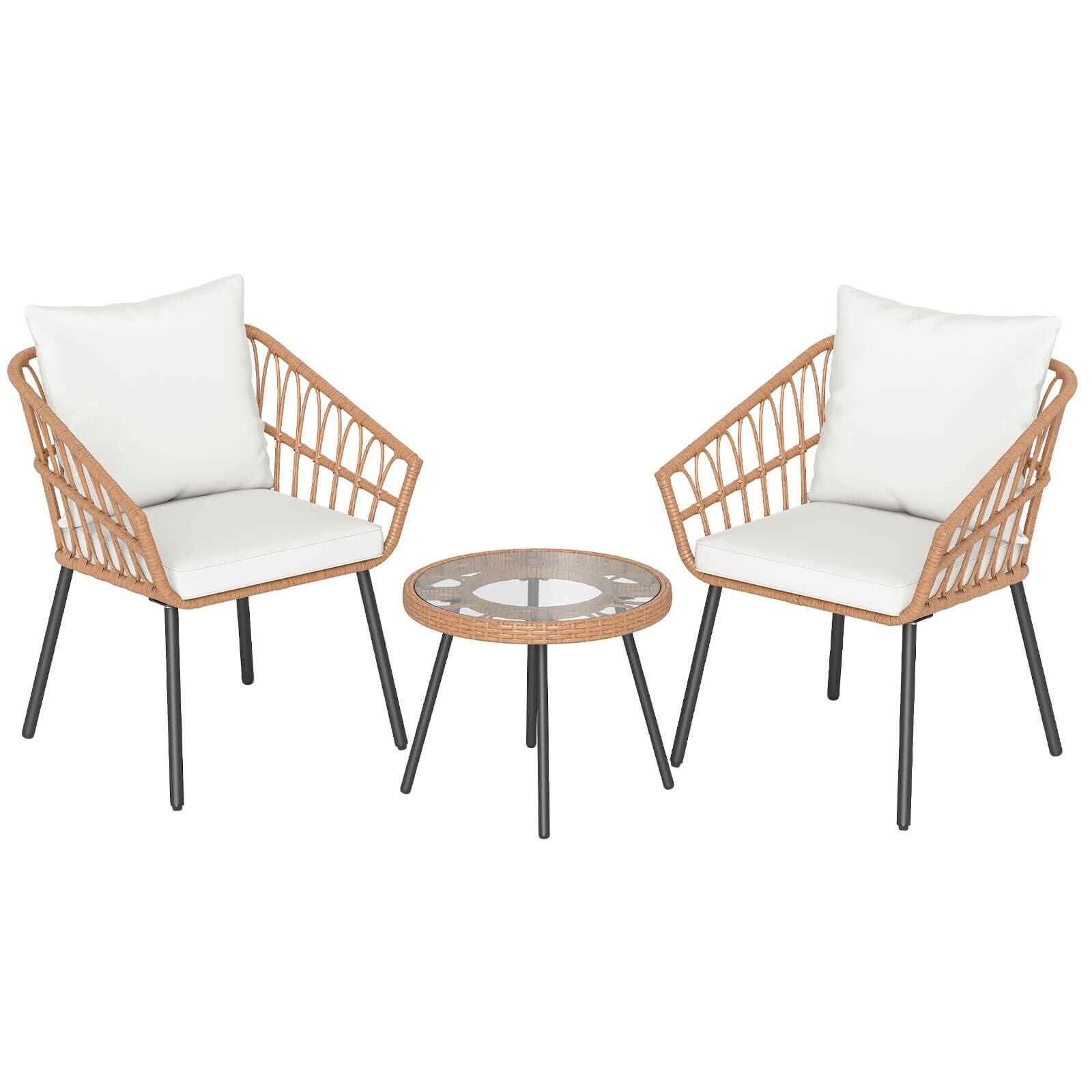 Alt View 9. Costway - Costway 3 Piece Patio Bistro Set with Heavy Duty Metal Frame for Balcony Garden & Poolside - White.
