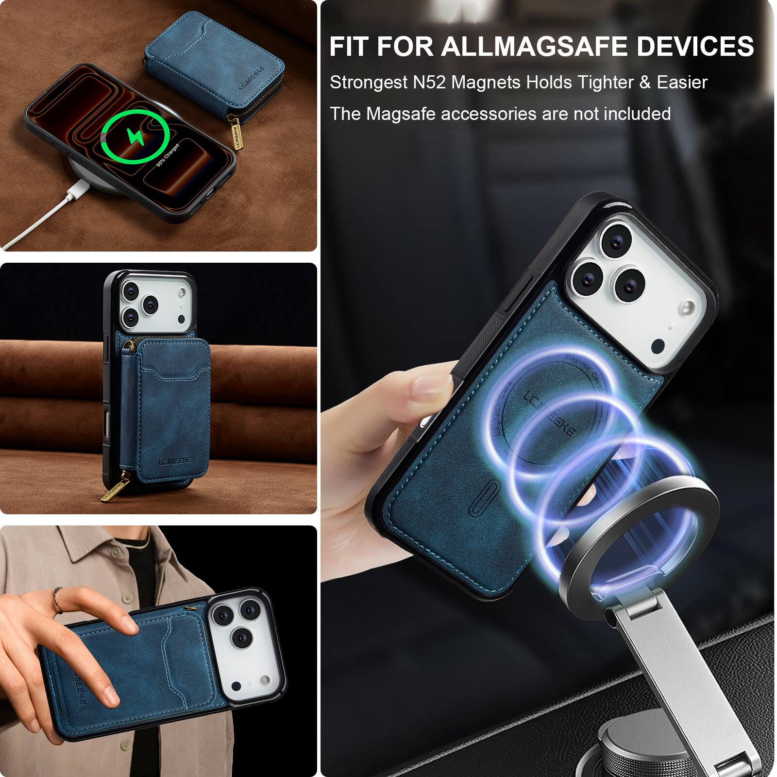 FIT FOR ALL MAGSAFE DEVICES  
Strongest N52 Magnets Holds Tighter & Easier  
The MagSafe accessories are not included