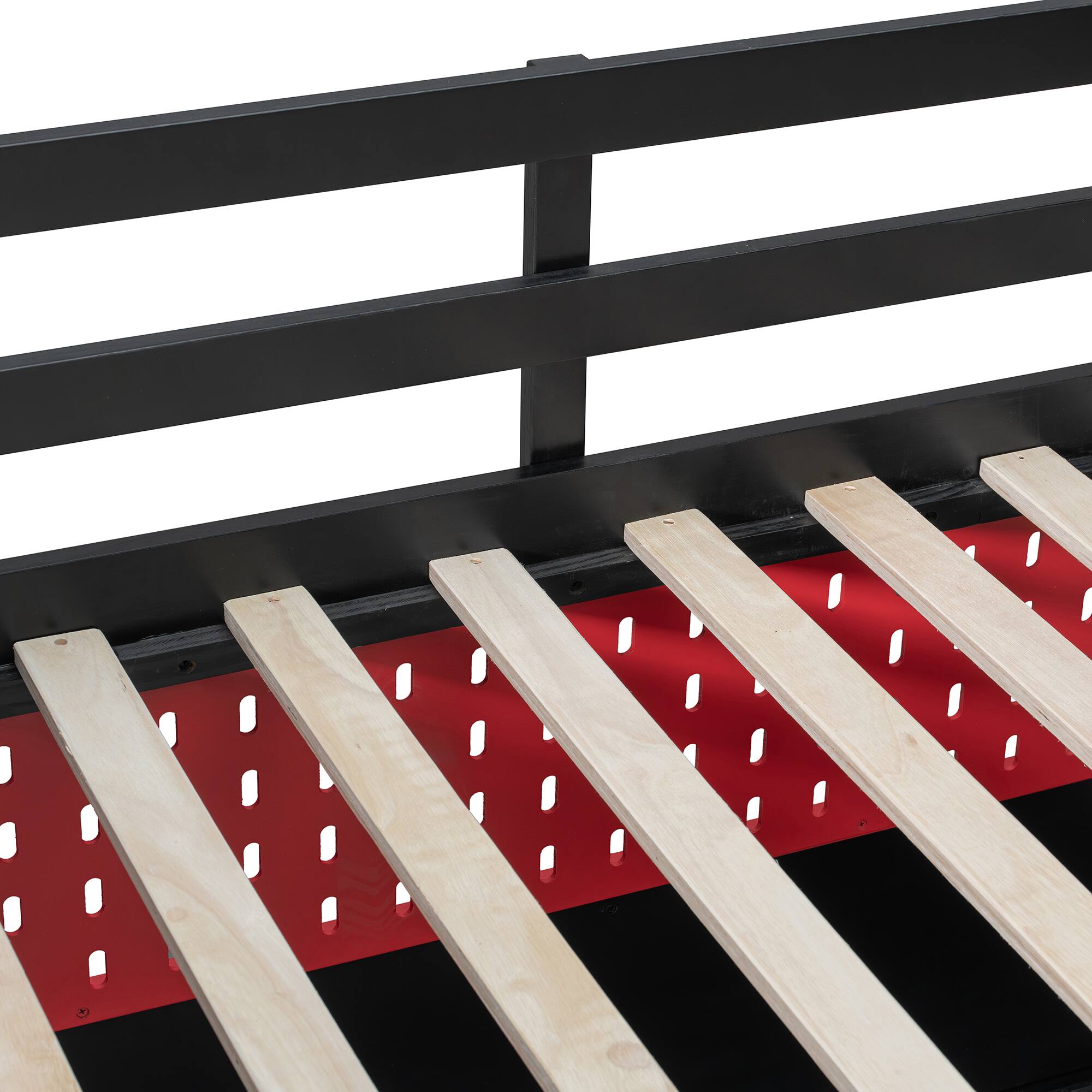 Alt View 10. Whisen - Gaming Loft Bed with Desk, RGB LED Lights, Charging Station & Storage, Sturdy Wood Frame - Black|Red.