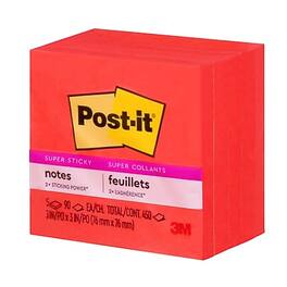 Post-it - Super Sticky Notes, 3" x 3", 90 Sheet/Pad, 5 Pads/Pack - Saffron