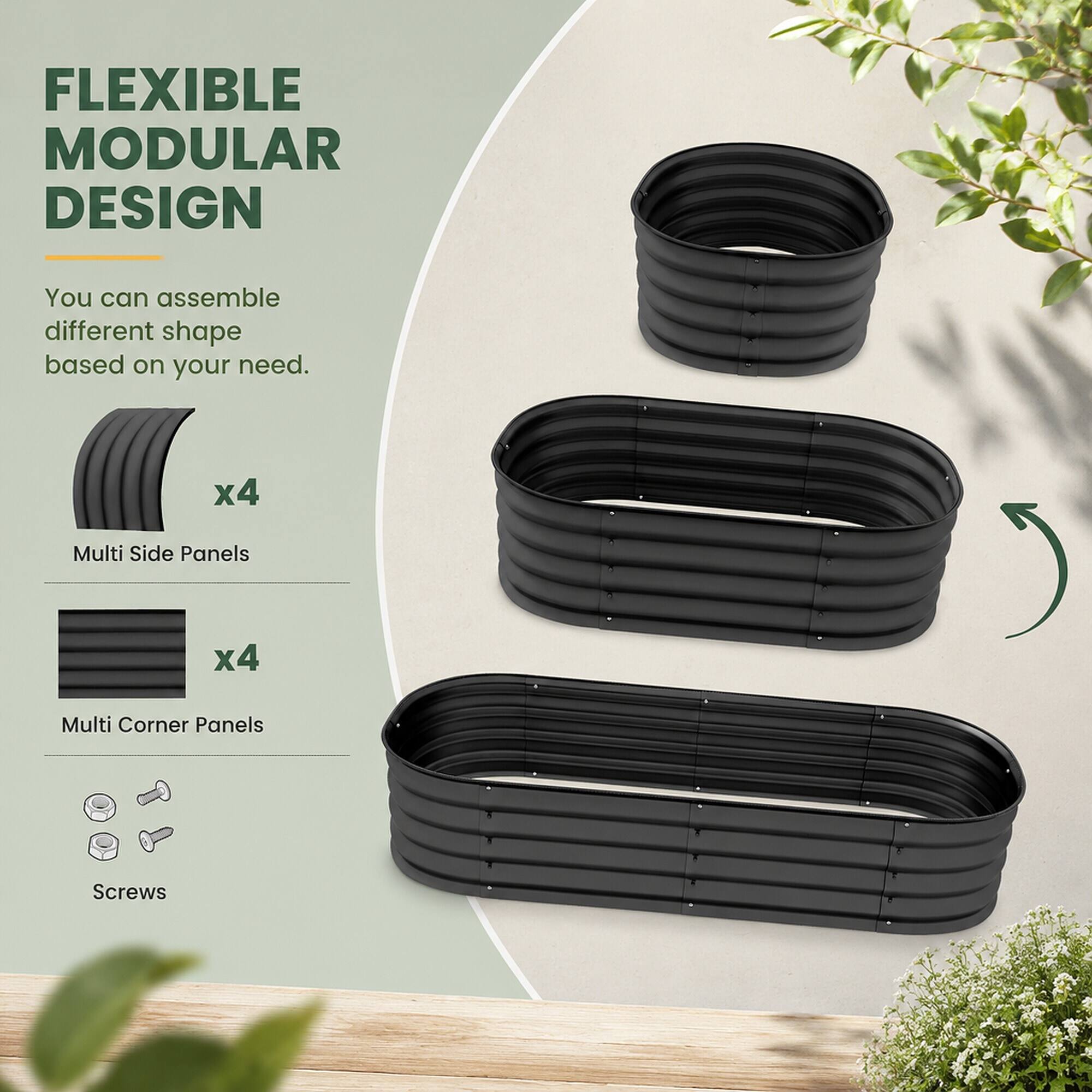 FLEXIBLE MODULAR DESIGN  
You can assemble different shapes based on your need.  
x4  
Multi Side Panels  
x4  
Multi Corner Panels  
Screws