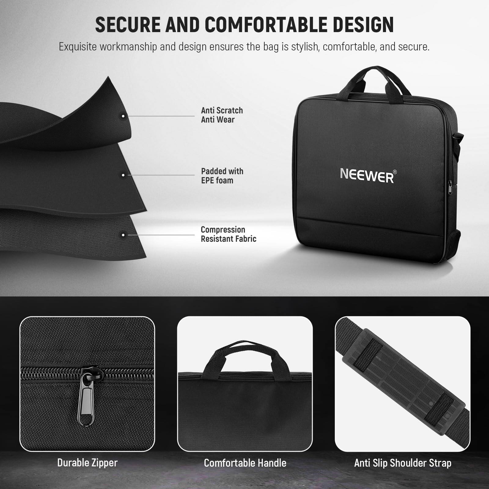 SECURE AND COMFORTABLE DESIGN

Exquisite workmanship and design ensures the bag is stylish, comfortable, and secure.

- Anti Scratch
- Anti Wear
- Padded with EPE foam
- Compression Resistant Fabric
- Durable Zipper
- Comfortable Handle
- Anti Slip Shoulder Strap