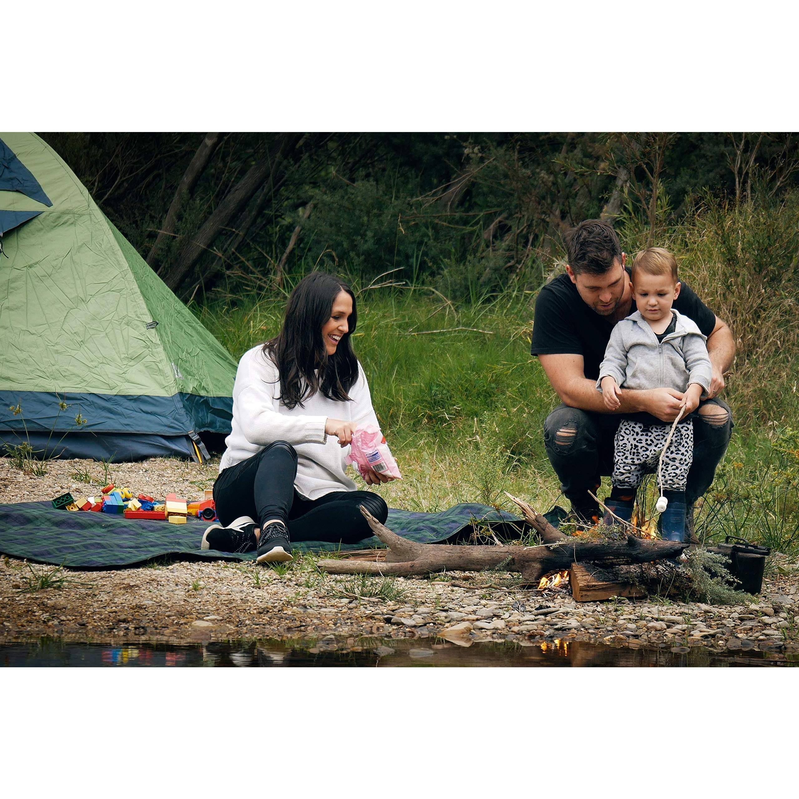 Alt View 5. Paradigms Interiors - Waterproof Windproof Extra Thick 350 Gsm Quilted Fleece Or Sherpa Stadium Blanket 350 Gsm FleeceUPGRADED PR... - Green Check.