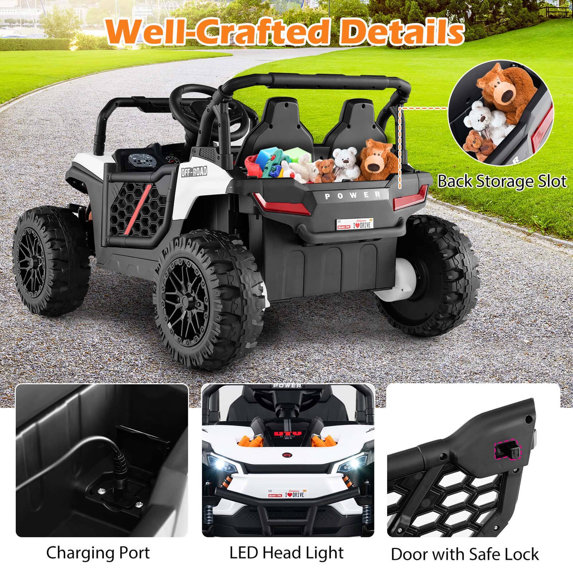 Well-Crafted Details

- Back Storage Slot
- Charging Port
- LED Head Light
- Door with Safe Lock