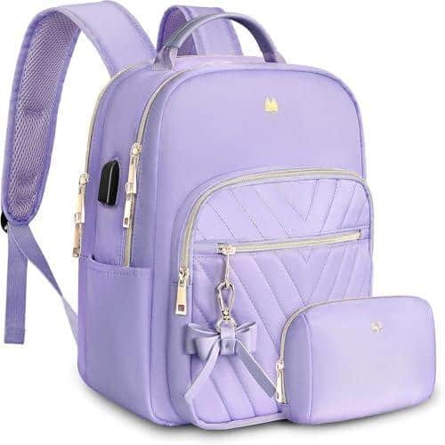Stamp n Camp - Cute Backpacks For Women Mini Stylish Daypack Purse With Usb Charging Port Waterproof Anti theft Travel Casual Daily - Purple-Small