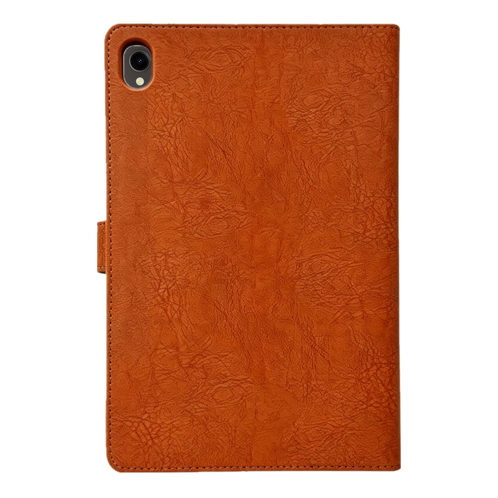 Angle. Dteck - Case for Samsung Galaxy Tab S11 (SM-X730)11.0" 2025,Embossed Bird Wallet Folio Stand Cover,Shockproof Faux Leather Shell - Brown.