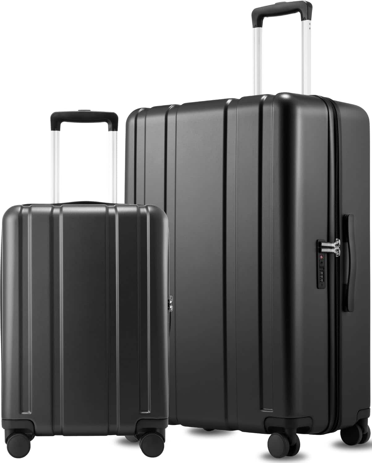 LUGGEX - 20" & 28" 2-Piece Luggage Set, PC Hardside Suitcase with Spinner Wheels & TSA Lock - L2NX - Black