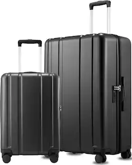 LUGGEX - 20"/28" 2-Piece Luggage Set PC Hardside Suitcase with Spinner Wheels and TSA Lock - LX-EX - Black