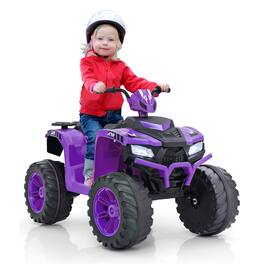 Gymax - Kids Ride-On ATV 24V Battery Powered Electric Vehicle w/ Wireless Connection Music Radio LED Lights - Purple