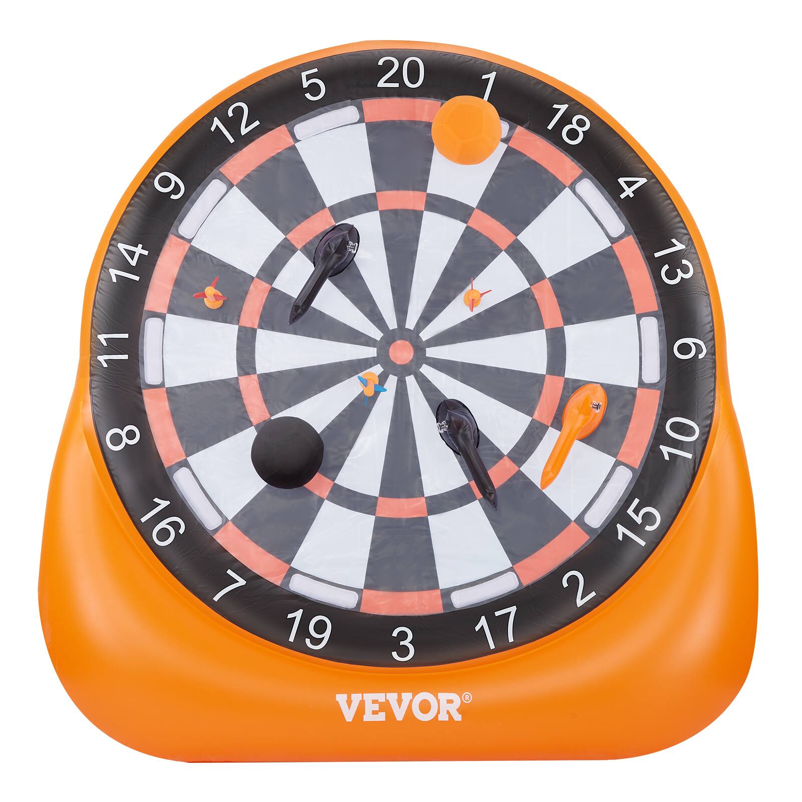 Alt View 5. VEVOR - Inflatable Soccer Dart Board, over 6 ft High Giant Soccer Dart Board with 4 Kick Balls 6 Darts 6 Axe & Air Pump - Orange.