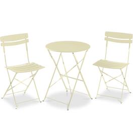 Best Choice Products - 3-Piece Small Bistro Set, Folding Patio Furniture Set of 2 Chairs and Table - Cream