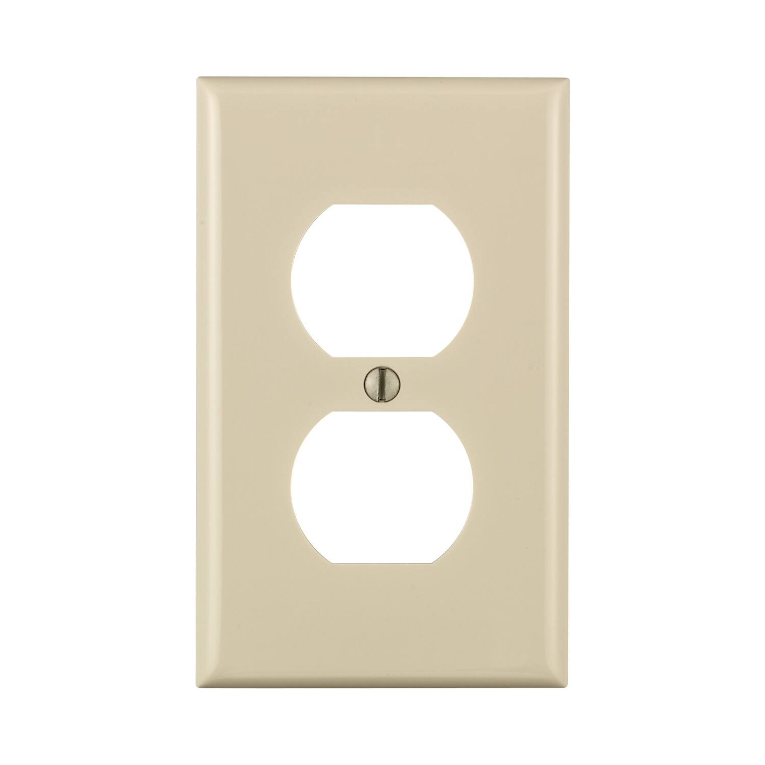 Front. Leviton - Leviton Light Almond 1 gang Thermoset Plastic Duplex Wall Plate 1 pk - Light Almond.