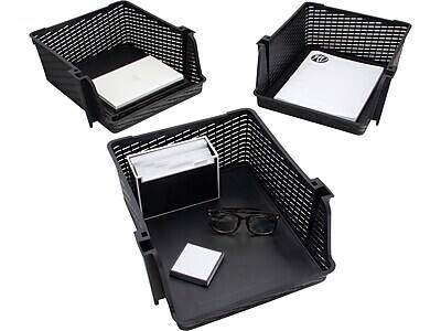 Alt View 3. Advantus - Advantus Nest and Stack Open Lid Storage Bin, Black, 3/Pack (39221) - Black.