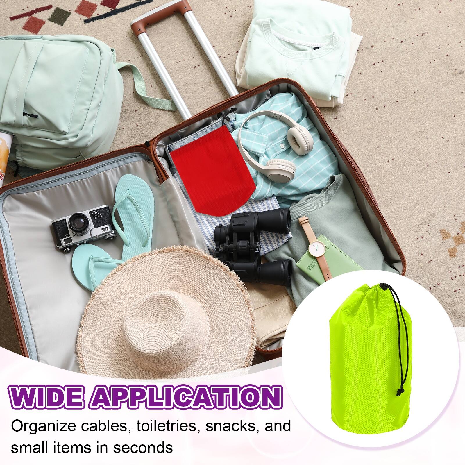 WIDE APPLICATION  
Organize cables, toiletries, snacks, and small items in seconds