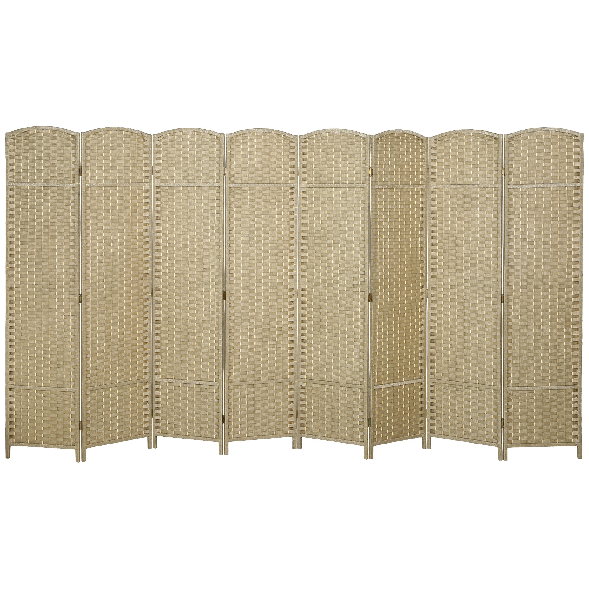 Homcom - Room Divider, 8 Panel Folding Privacy Screen, 5.6' Tall Freestanding Wall Partition for Home Office, Bedroom - beige