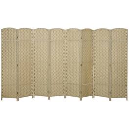 Homcom - Room Divider, 8 Panel Folding Privacy Screen, 5.6' Tall Freestanding Wall Partition for Home Office, Bedroom - beige