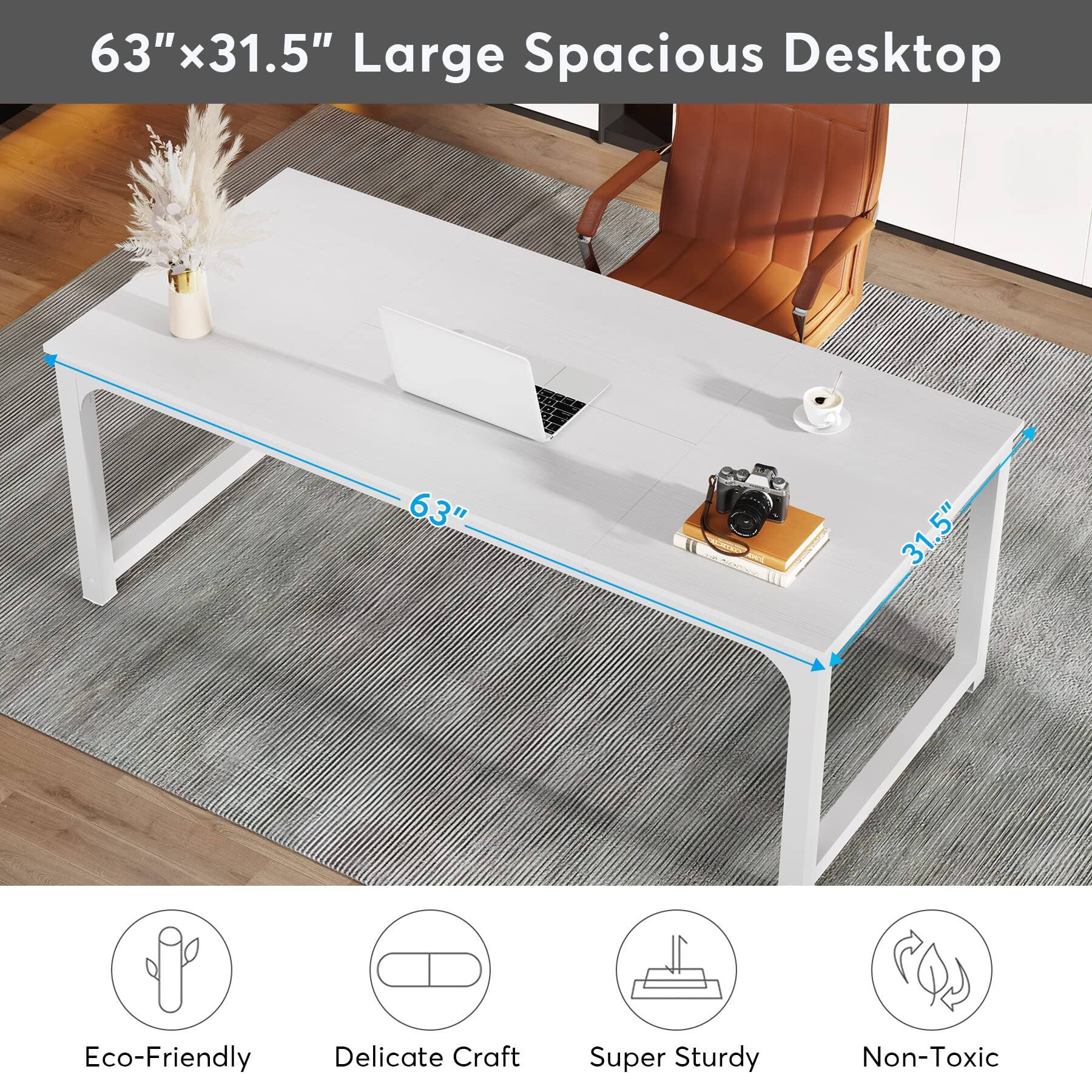 Tribesigns Modern Computer Desk, 63 x 31.5 inch Large Executive Office ...
