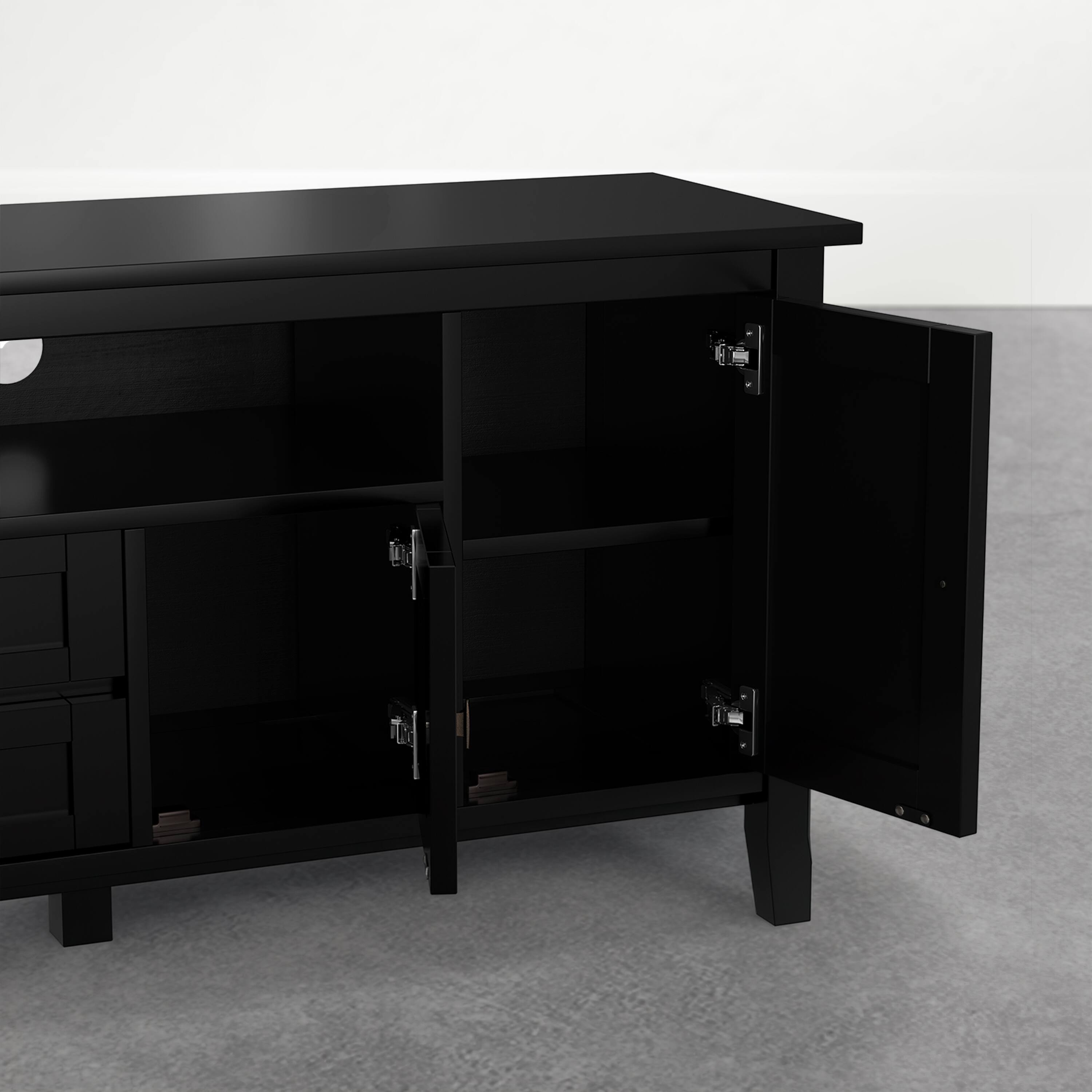 Alt View 1. Simpli Home - Warm Shaker 72 inch Wide Solid Wood TV Stand, Deep Black - Deep Black.