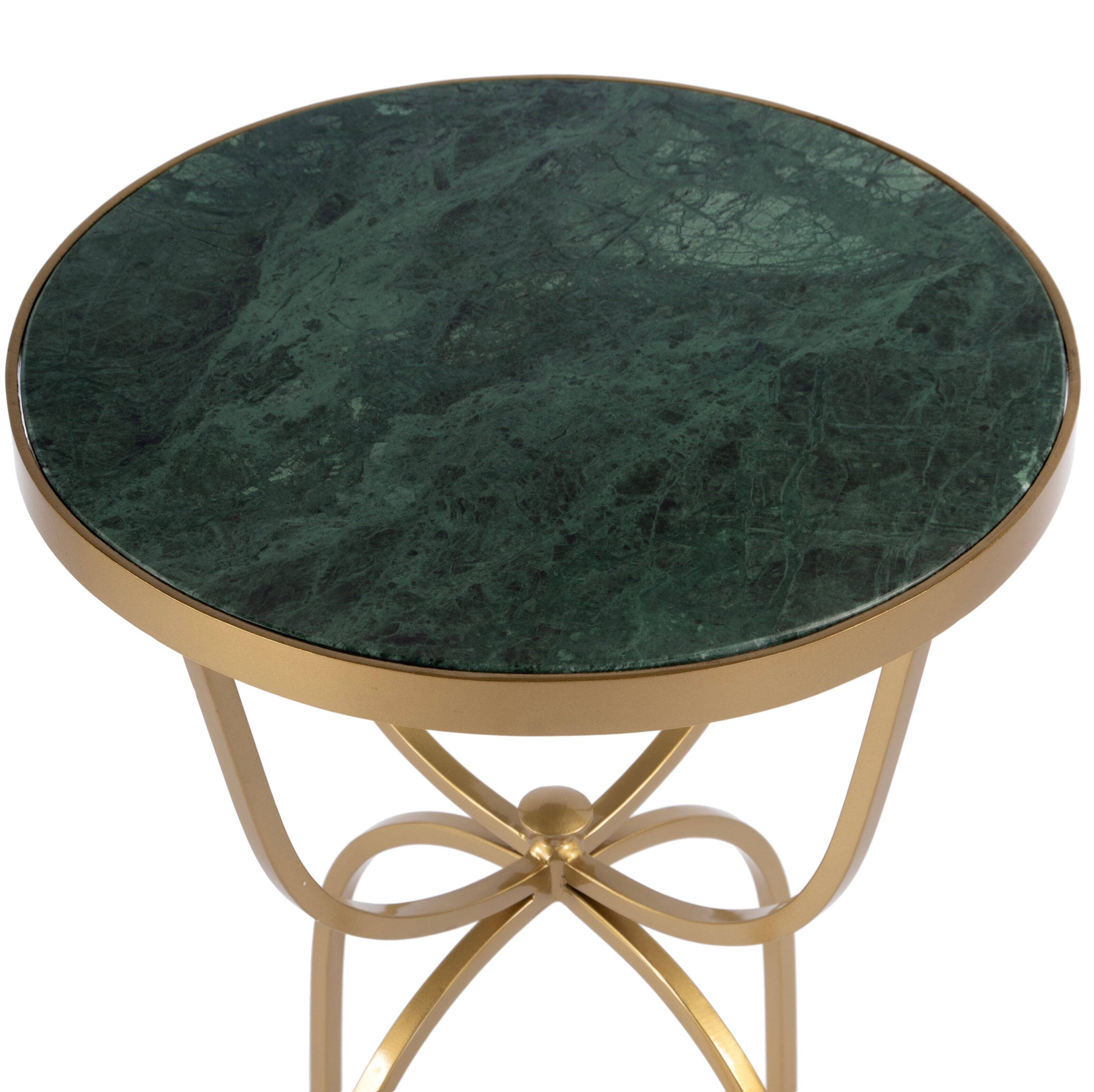 Alt View 4. Butler Specialty - Hager 16 in. W Round Marble & Metal Side Table - Green.