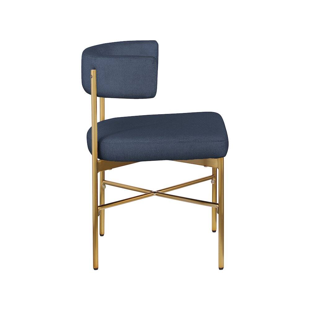 Alt View 3. Meridian Furniture - Rivage Deep Navy Durable Linen Textured Fabric Dining Chair, Set of 2 - Blue.