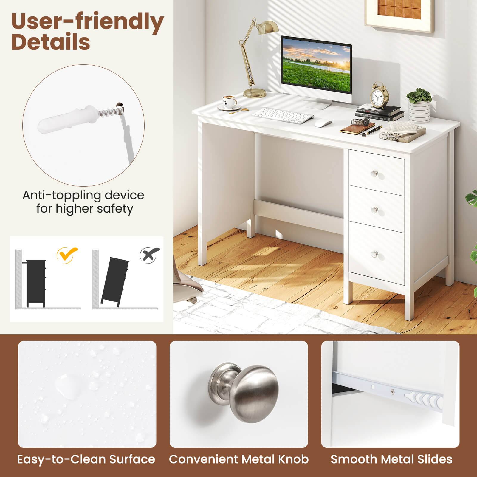 User-friendly Details

- Anti-toppling device for higher safety
- Easy-to-Clean Surface
- Convenient Metal Knob
- Smooth Metal Slides