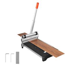 Front. VEVOR - 13 inch Vinyl Floor Cutter, 16mm Thick Laminate Flooring Cutter with 15°/30°/45° Adjustable Angle Settings - Black & Orange.