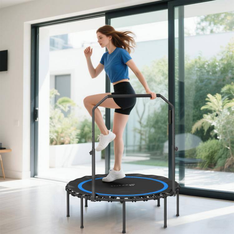 Alt View 2. PULUZ - 45 inch Rebounder Trampoline for Adults, Foldable Mini Trampoline with Adjustable Handle Bar for Indoor Outdoor - Blue.