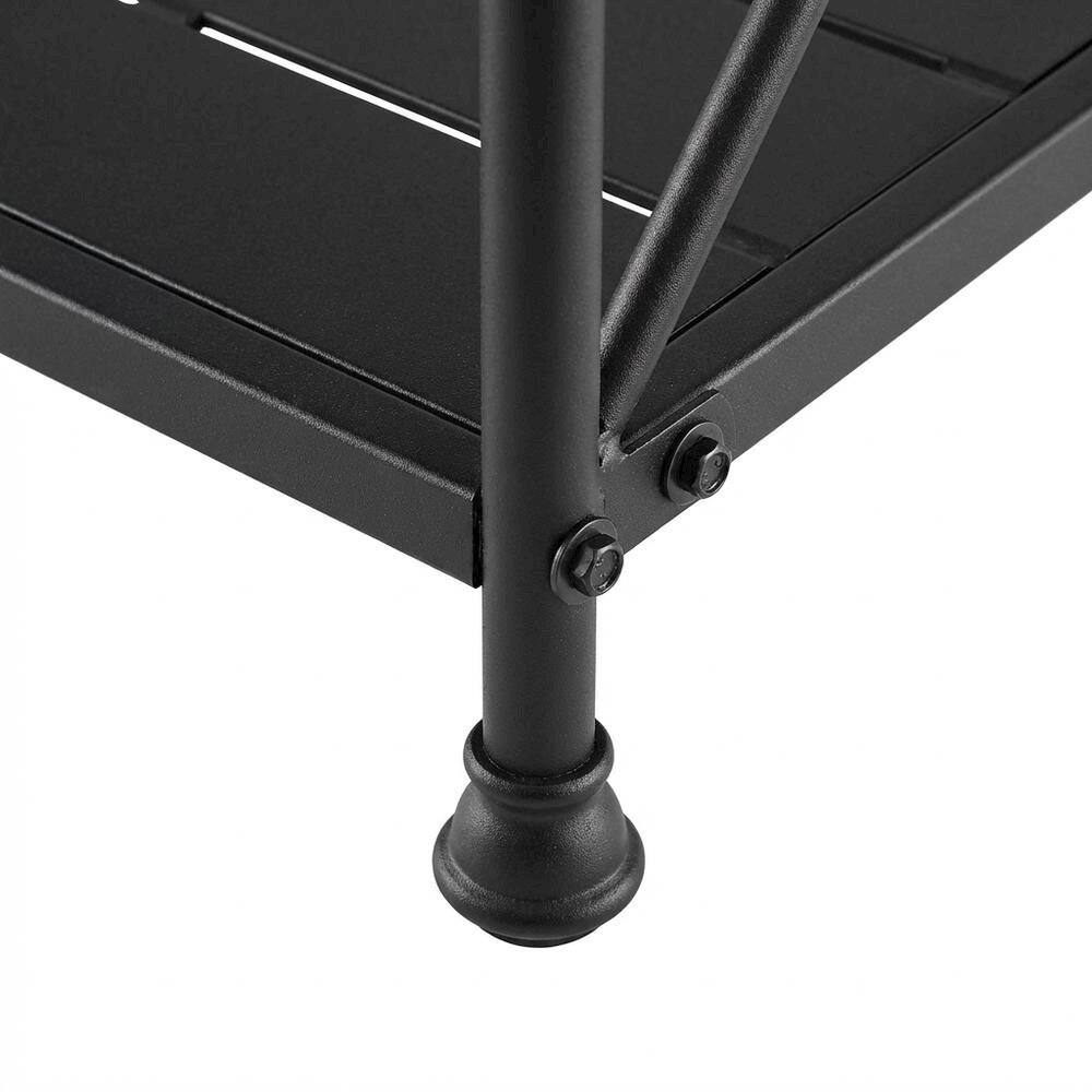 Alt View 2. FurniFact - Matte Black Kitchen Island and Hutch Set with Anti-Tip Safety Features - White Marble.