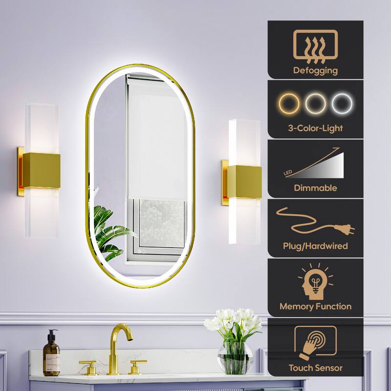 Defogging  
3-Color-Light  
LED Dimmable  
Plug/Hardwired  
Memory Function  
Touch Sensor