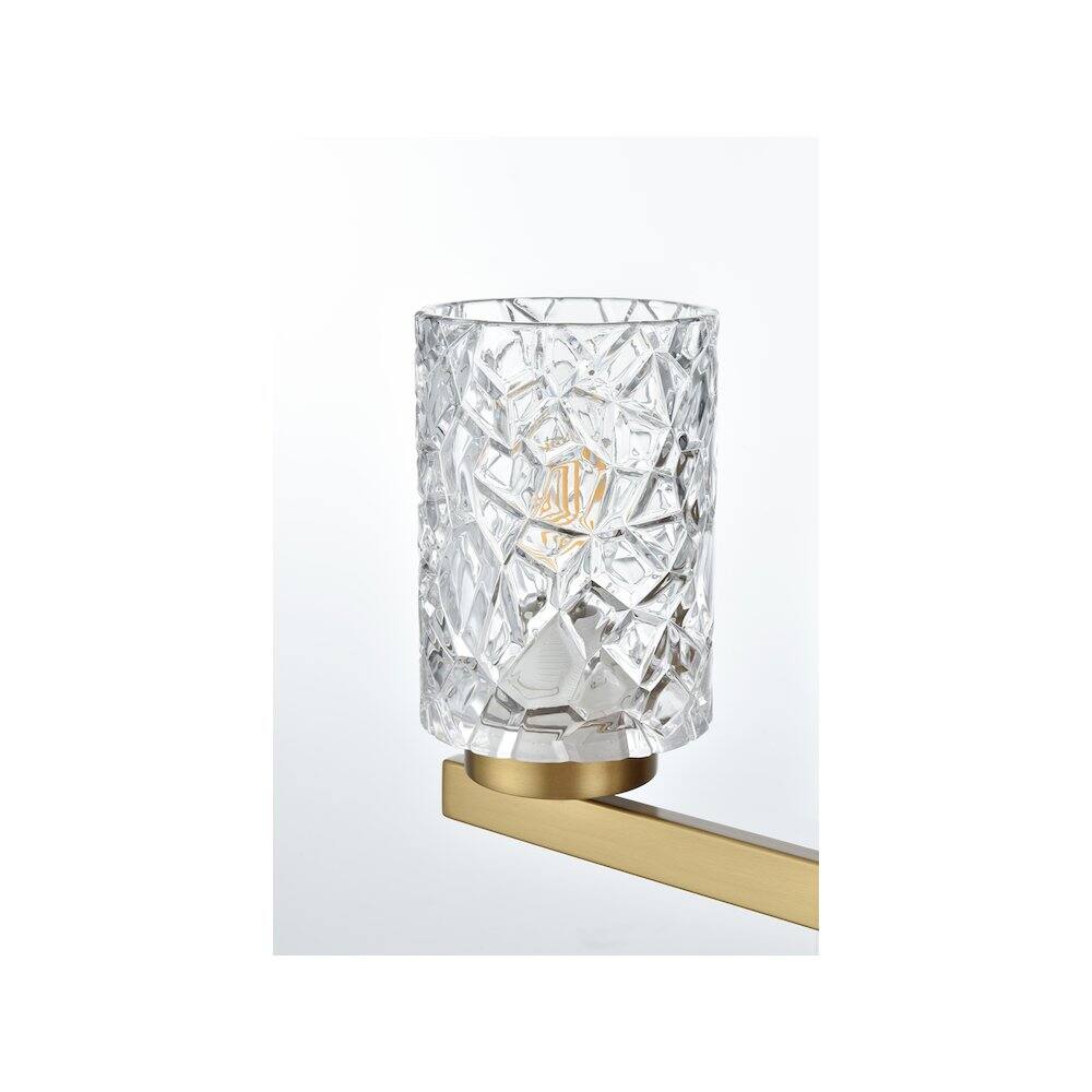 Alt View 2. Living District - Cassie 41 inch Wall Sconce in Satin Gold - Satin Gold And Clear.