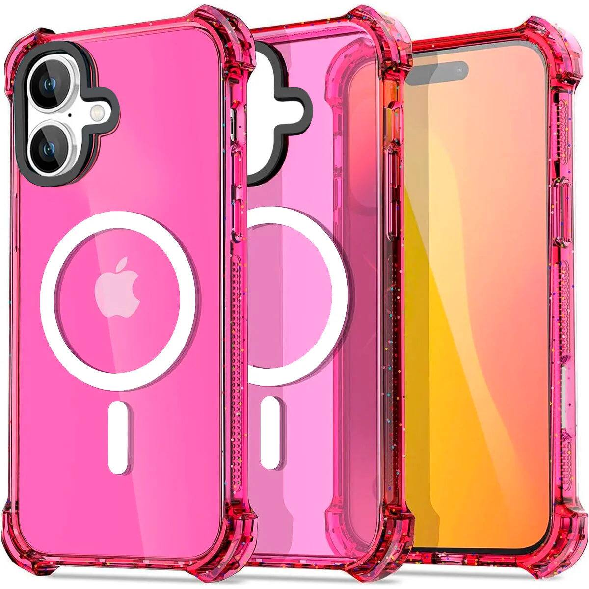 Entronix - Magnetic Clear Case for iPhone 16 Plus - Shockproof and Stylish Protection - Pink