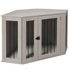 Pawhut - Corner Dog Crate Furniture, End Table Kennel with Cushion, Indoor Pet Crate for Large Dogs
